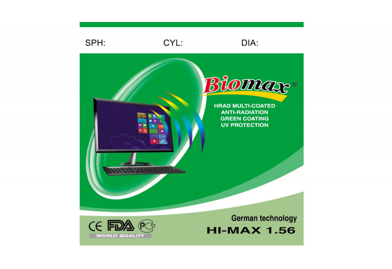Офисные линзы для компьютерных очков Biomax с покрытием EMI и UV380