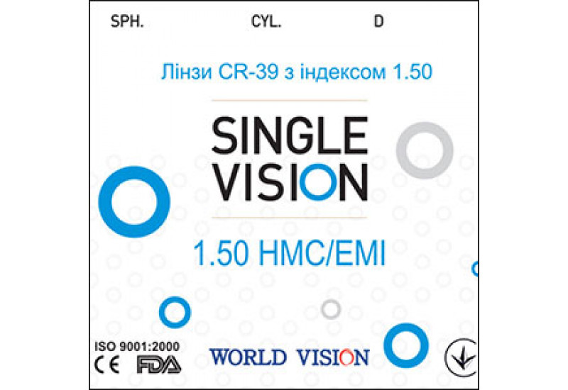 Линзы полимерные Vision СR-39 с индексом 1.5 с покрытиями HMC/EMI