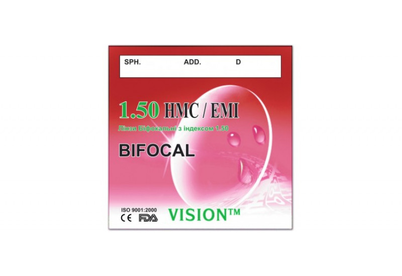 Полимерные линзы бифокальные Vision HMC/EMI с индексом 1.50