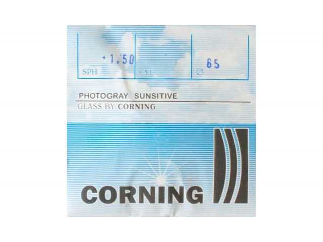 Фотохромные линзы для очков Corning (коричневое или серое затемнение). Франция.